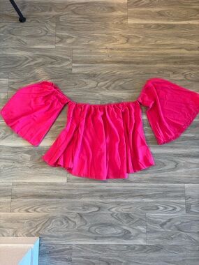 Hot Pink Off-Shoulder Bell Sleeve Top